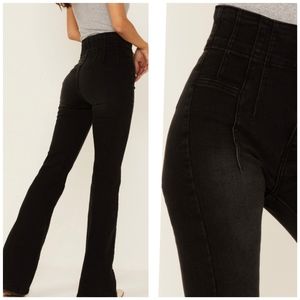 Free People High-Rise Black Flare Jeans